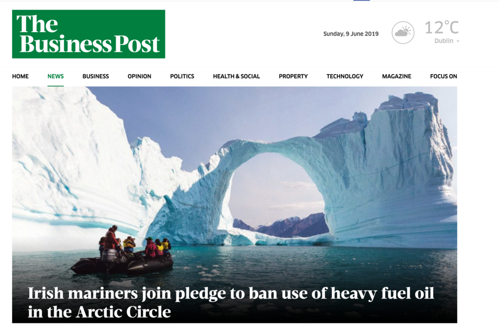 "Irish mariners join pledge to ban use of heavy fuel oil in the Arctic Circle "
