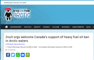 Inuit orgs welcome Canada’s support of heavy fuel oil ban in Arctic waters