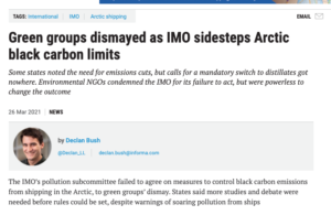 Green groups dismayed as IMO sidesteps Arctic black carbon limits