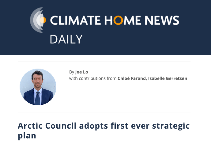 Climate Home News: Arctic Council adopts first ever strategic plan