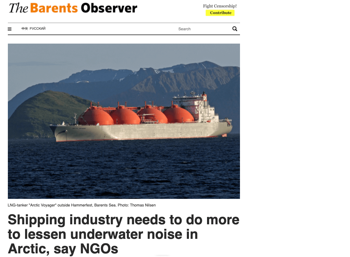 Shipping industry needs to do more to lessen underwater noise in Arctic, say NGOs
