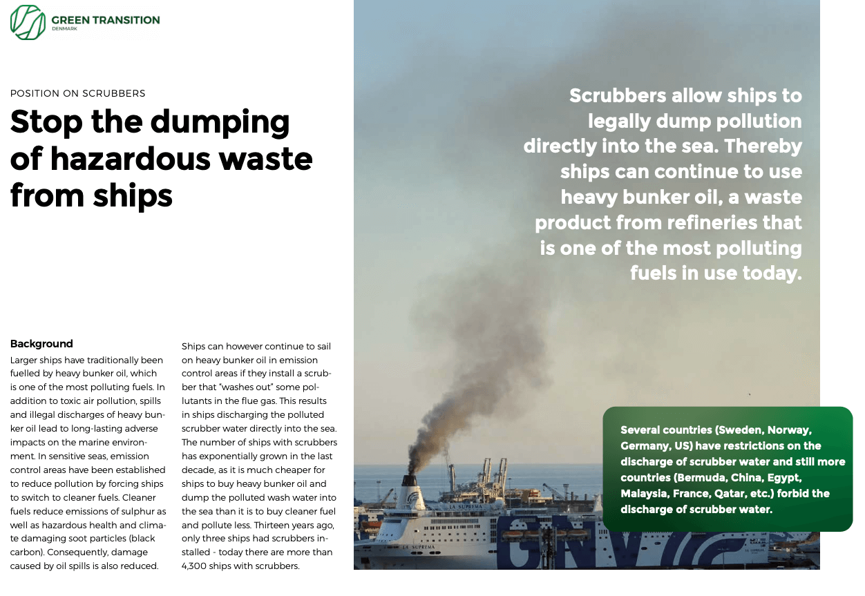 Position on Scrubbers: Stop the dumping of hazardous waste from ships