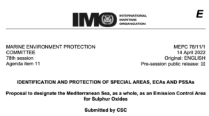 MEPC 78-11-1 - Proposal to designate the Mediterranean Sea, as a whole, as an Emission Control Area for S... (CSC)