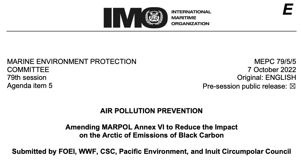 MEPC 79-5-5 - Amending MARPOL Annex VI to Reduce the Impact on the Arctic of Emissions of Black Carbon