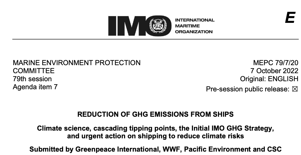 MEPC 79-7-20 - Climate science, cascading tipping points, the Initial IMO GHG Strategy, and urgent action on shipping to reduce climate risks