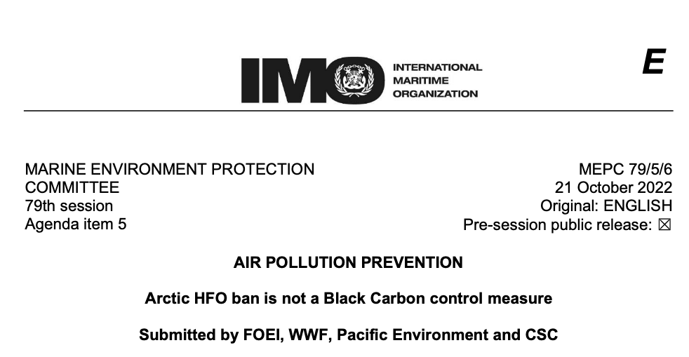 MEPC 79-5-6 - Arctic HFO ban is not a Black Carbon control measure