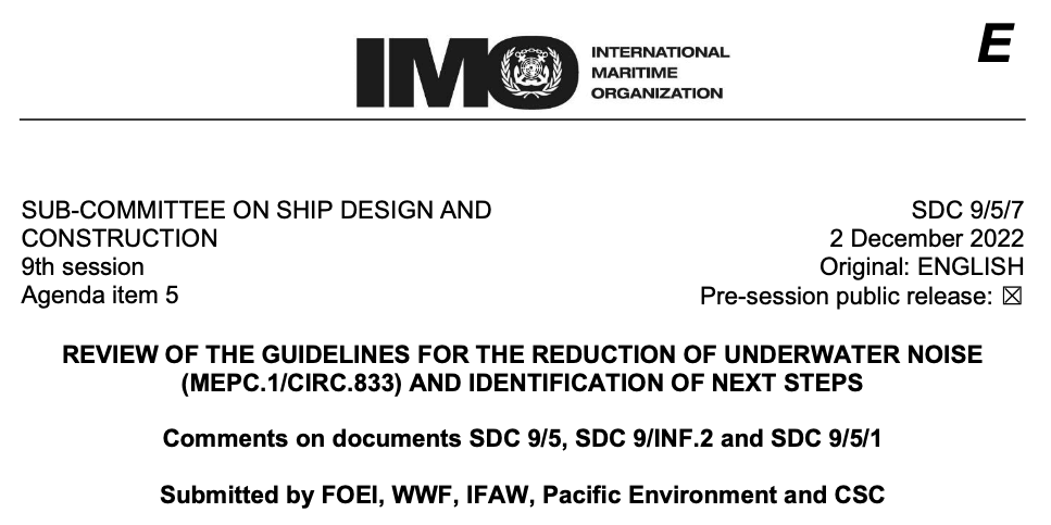 SDC 9/5/7: Review of the Guidelines for the Reduction Of Underwater Noise and Identification of Next Steps