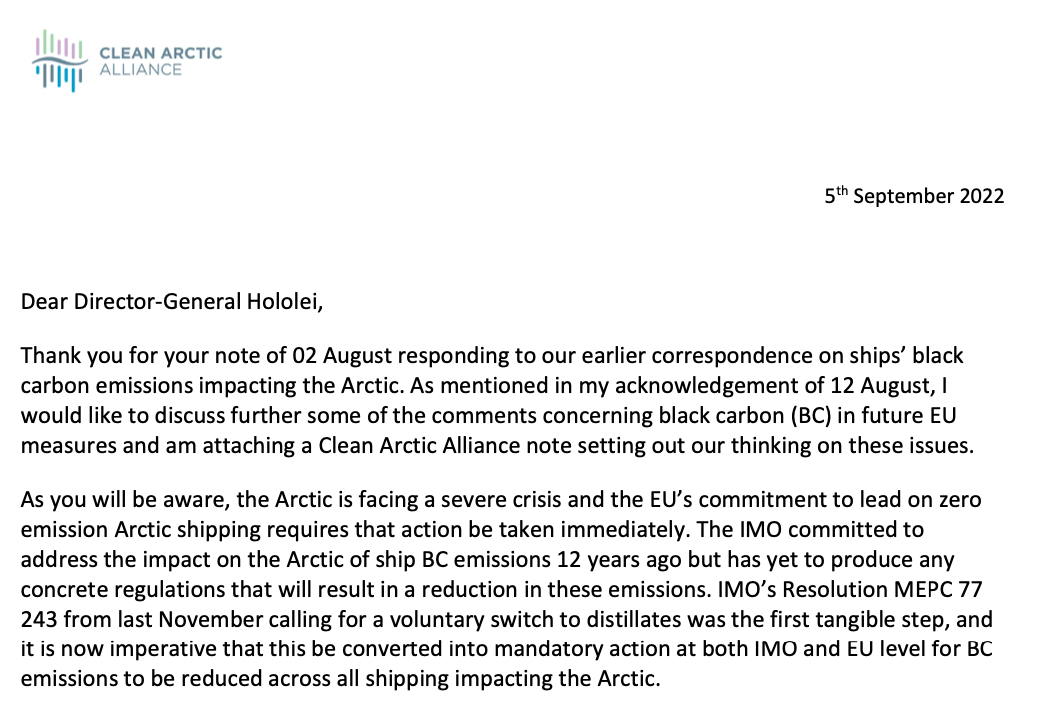 Letter to Director-General for Mobility and Transport Henrik Hololei, 5 September 2022