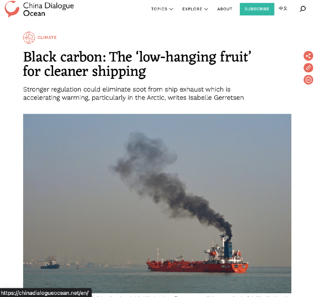 Black carbon: The ‘low-hanging fruit’ for cleaner shipping: Stronger regulation could eliminate soot from ship exhaust which is accelerating warming, particularly in the Arctic, writes Isabelle Gerretsen