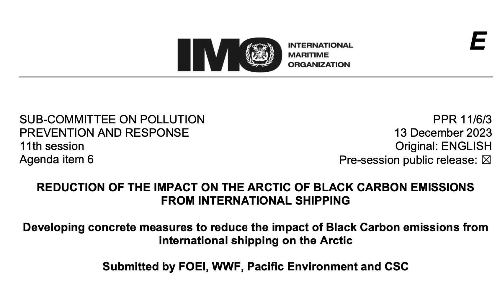PPR 11-6-3 - Developing concrete measures to reduce the impact of Black Carbon emissions from internati... (FOEI, WWF, Pacific Enviro...)