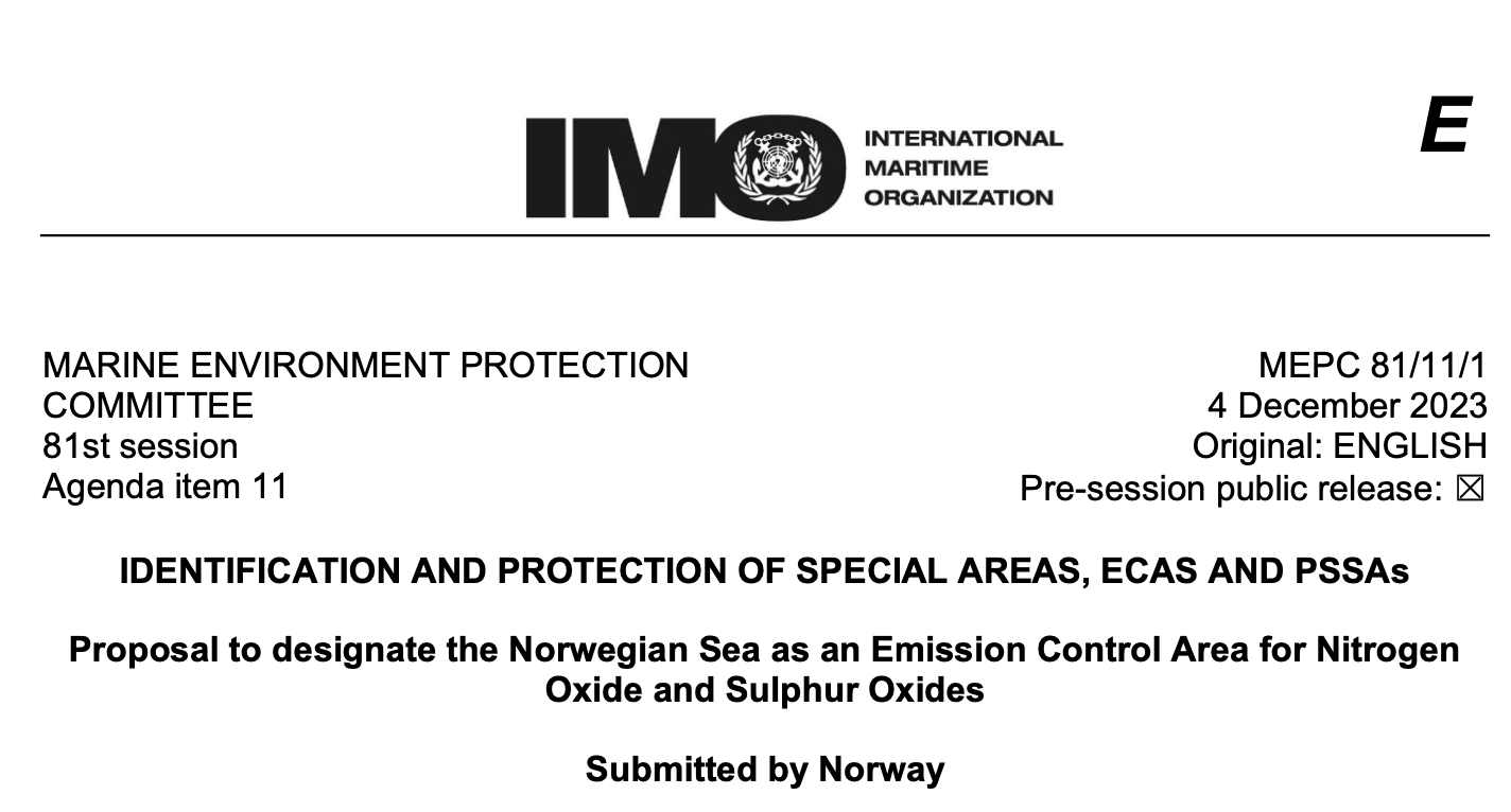 MEPC 81-11-1 - Proposal to designate the Norwegian Sea as an Emission Control Area for Nitrogen Oxide