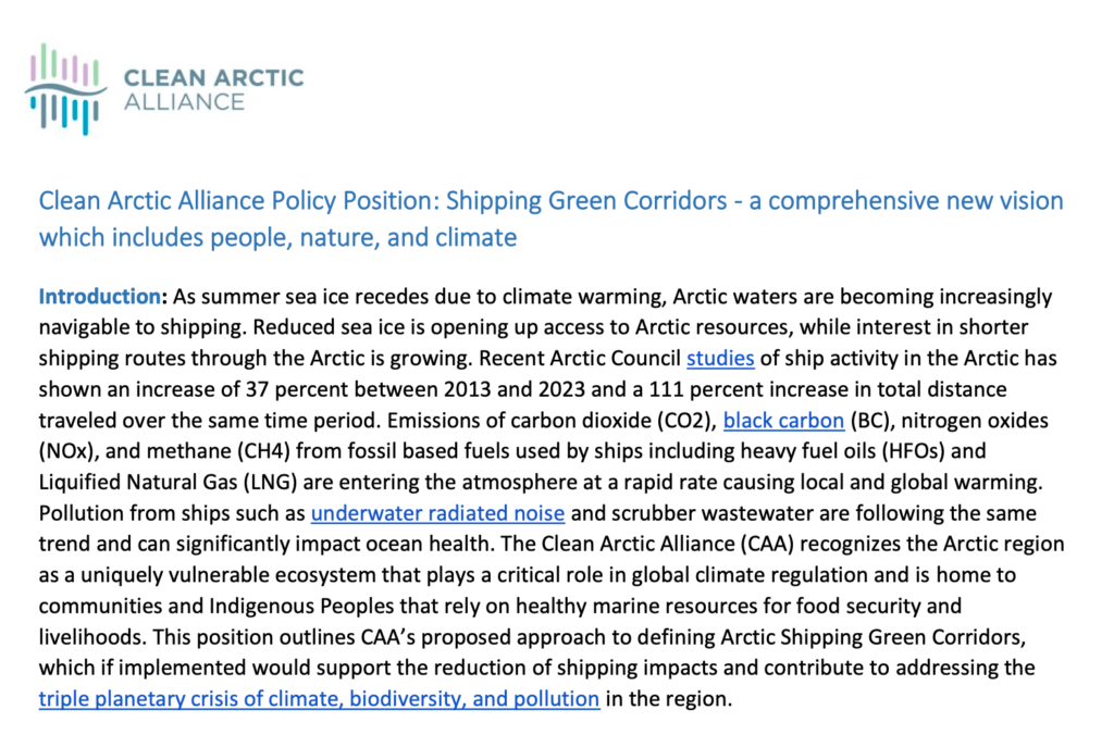 Shipping Green Corridors - a comprehensive new vision which includes people, nature, and climate