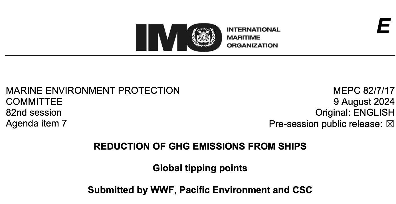 MEPC 82/7/17: Global tipping points - GHG emissions from ships