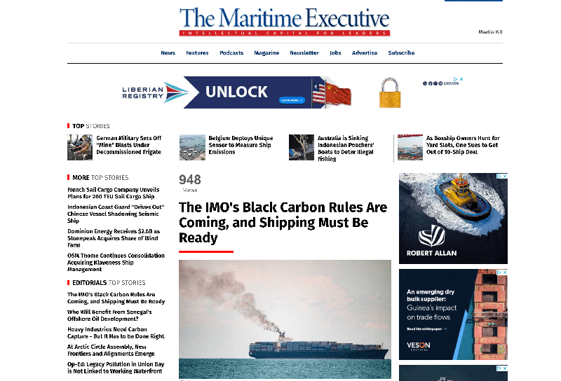 Maritime Executive: The IMO's Black Carbon Rules Are Coming, and Shipping Must Be Ready