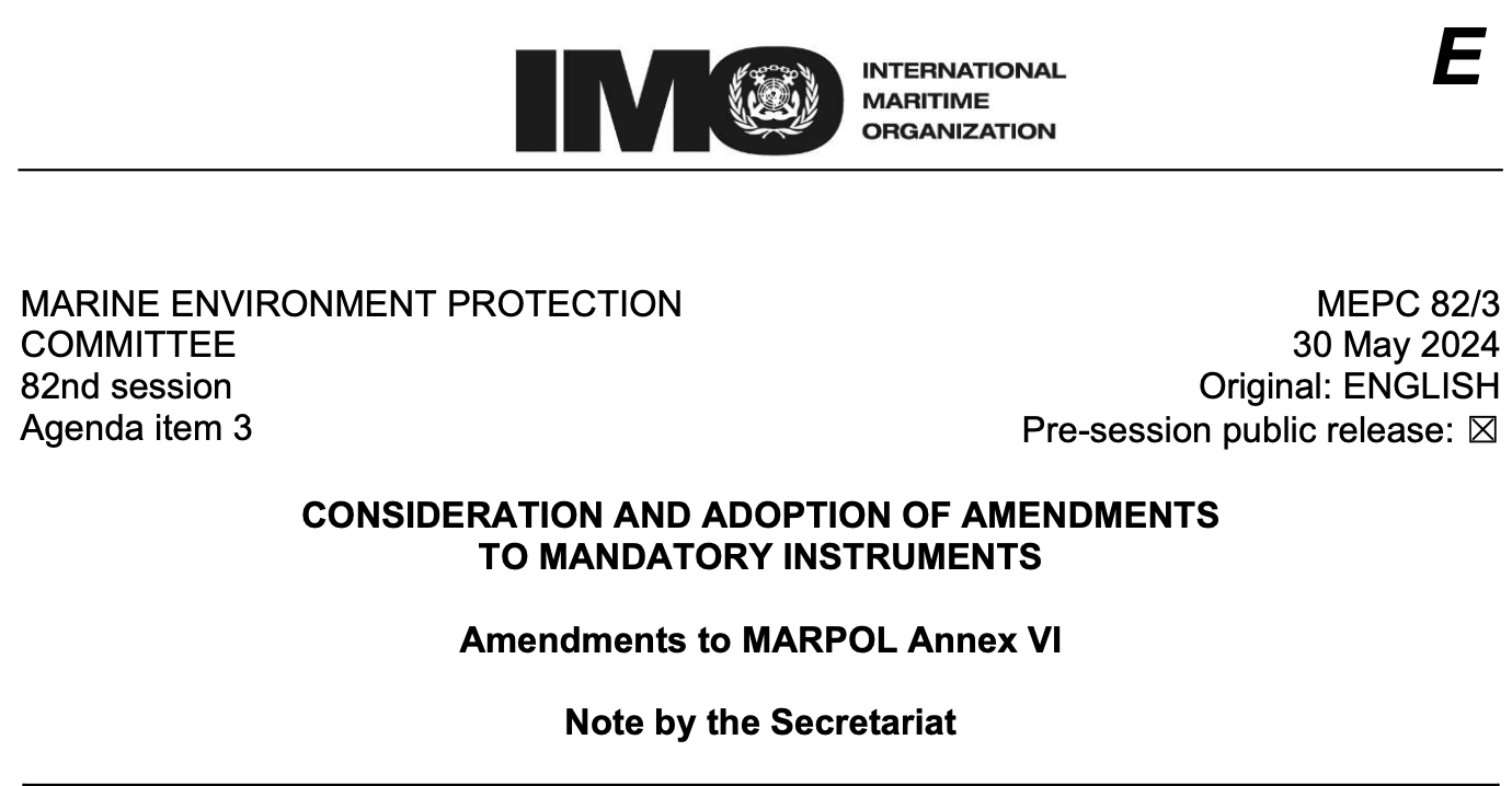 MEPC 82/3: Amendments to MARPOL Annex VI on Emission Control Areas