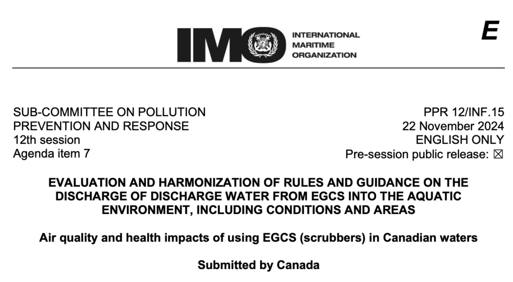 PPR 12/INF.15: Air quality and health impacts of using EGCS (scrubbers) in Canadian waters