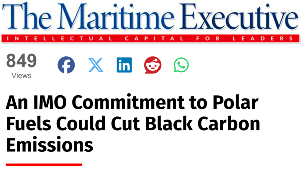 Maritime Executive: An IMO Commitment to Polar Fuels Could Cut Black Carbon Emissions