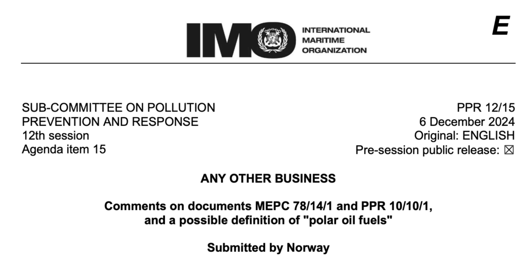 Comments on documents MEPC 78/14/1 and PPR 10/10/1, and a possible definition of "polar oil fuels"