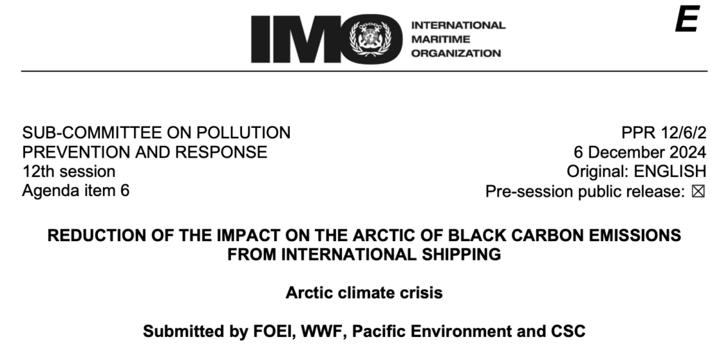 Reduction of the Impact on the Arctic of Black Carbon Emissions From International Shipping- Arctic Climate Crisis