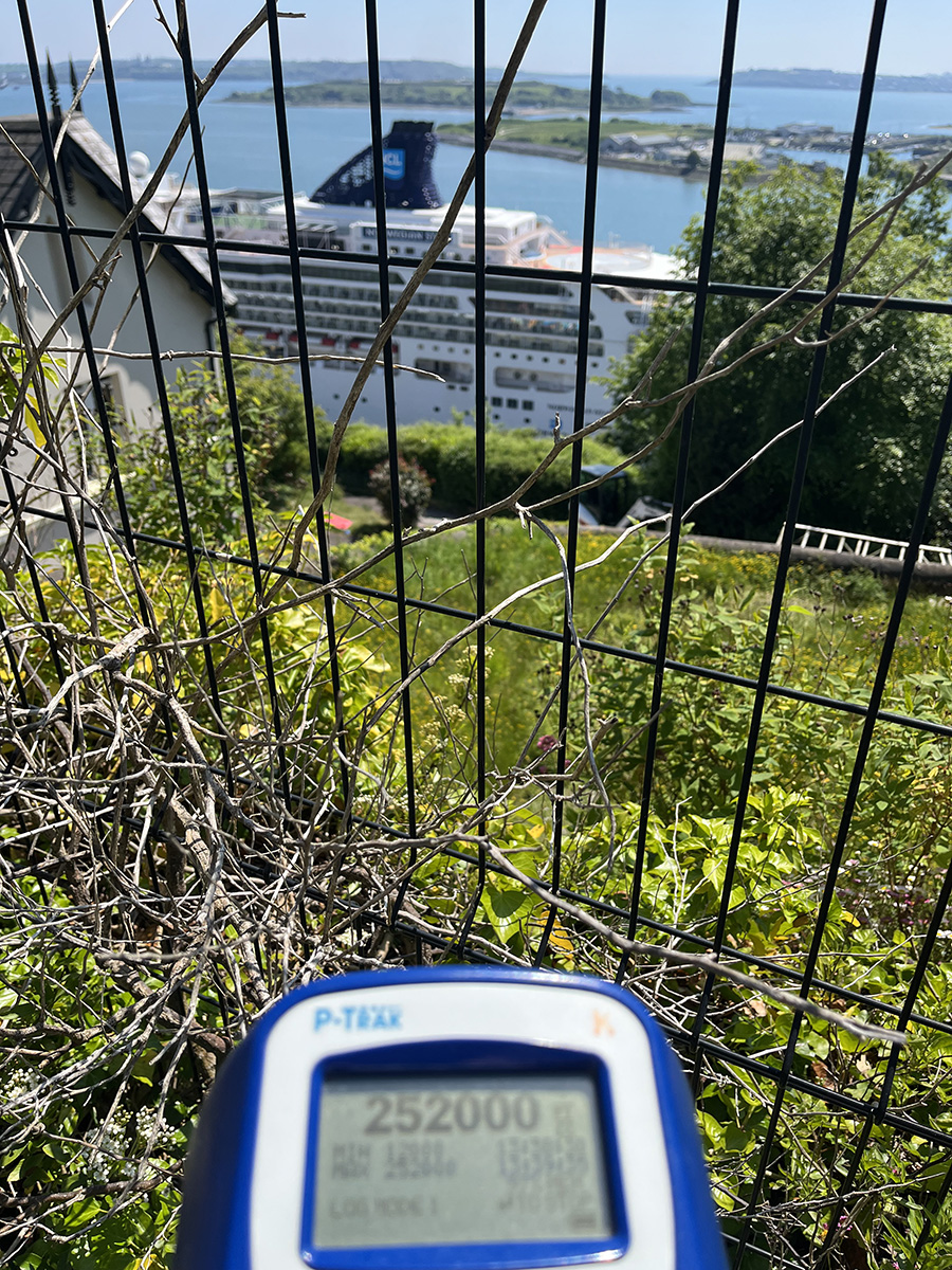 Pollution readings Cruise Ship Norwegian Star in port in Cobh, Cork. Copyright Kåre Press-Kristensen